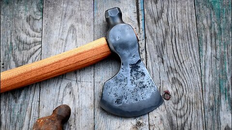 Forging a AXE from an old rusty hammer head