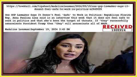 RECEIVED 19SEP24 - it doesn't feel safe to work in politics