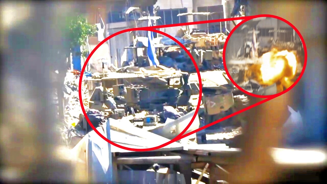 Al-Quds Soldiers Cause a Fireball to Come Out of a Merkava Tank Filled with jEEWs