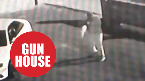 Horrifying CCTV footage shows moment man fires gun at house