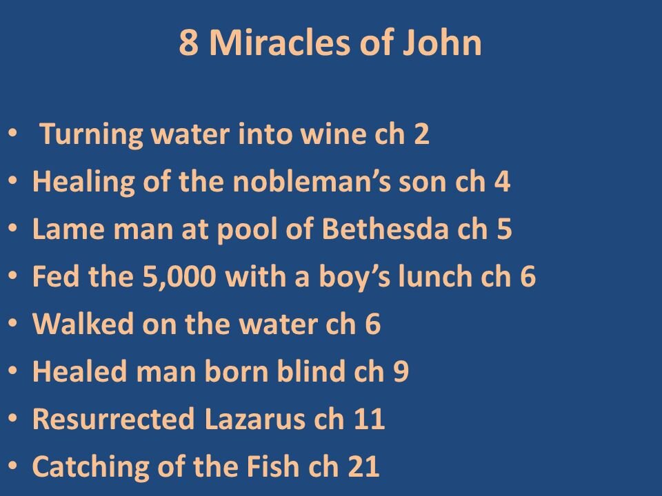 8 Miracles in the Book of John