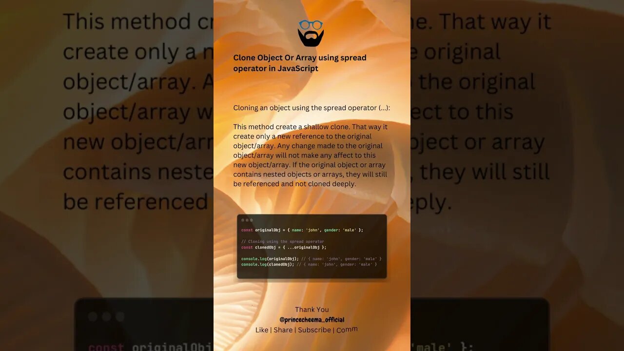 Clone Object Or Array using spread operator in JavaScript ( #shorts )