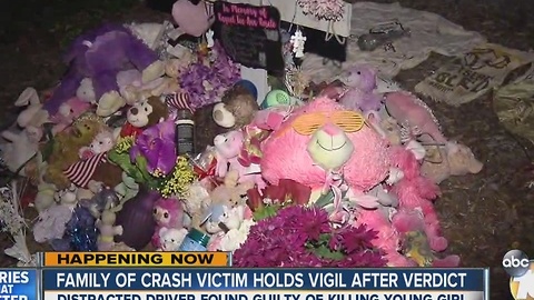 Family of young crash victim holds vigil after guilty verdict