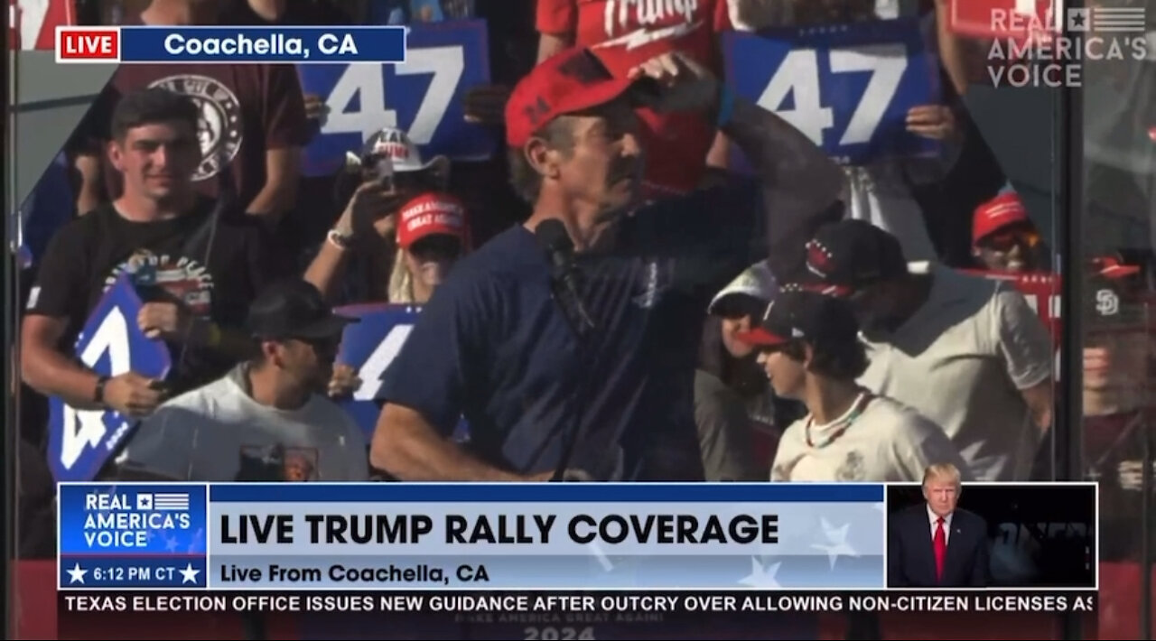 Dennis Quaid speaks at Trump Rally in Coachella, California