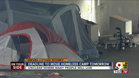 Deadline to move homeless camp Wednesday