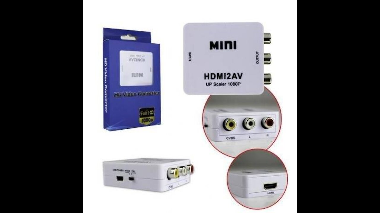 Mini Converter Adapter From Hdmi To Composite Video Rca 2av