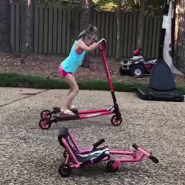 Girl Shakes Her Booty Trying to Make T-Scooter Work