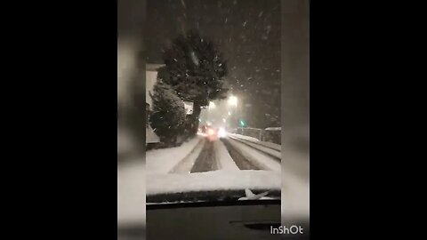 Driving on a snowy evening in Northern Ireland