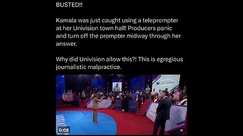 BUSTED!! Kamala caught using a teleprompter at Univision town hall! Producers panic turn it off