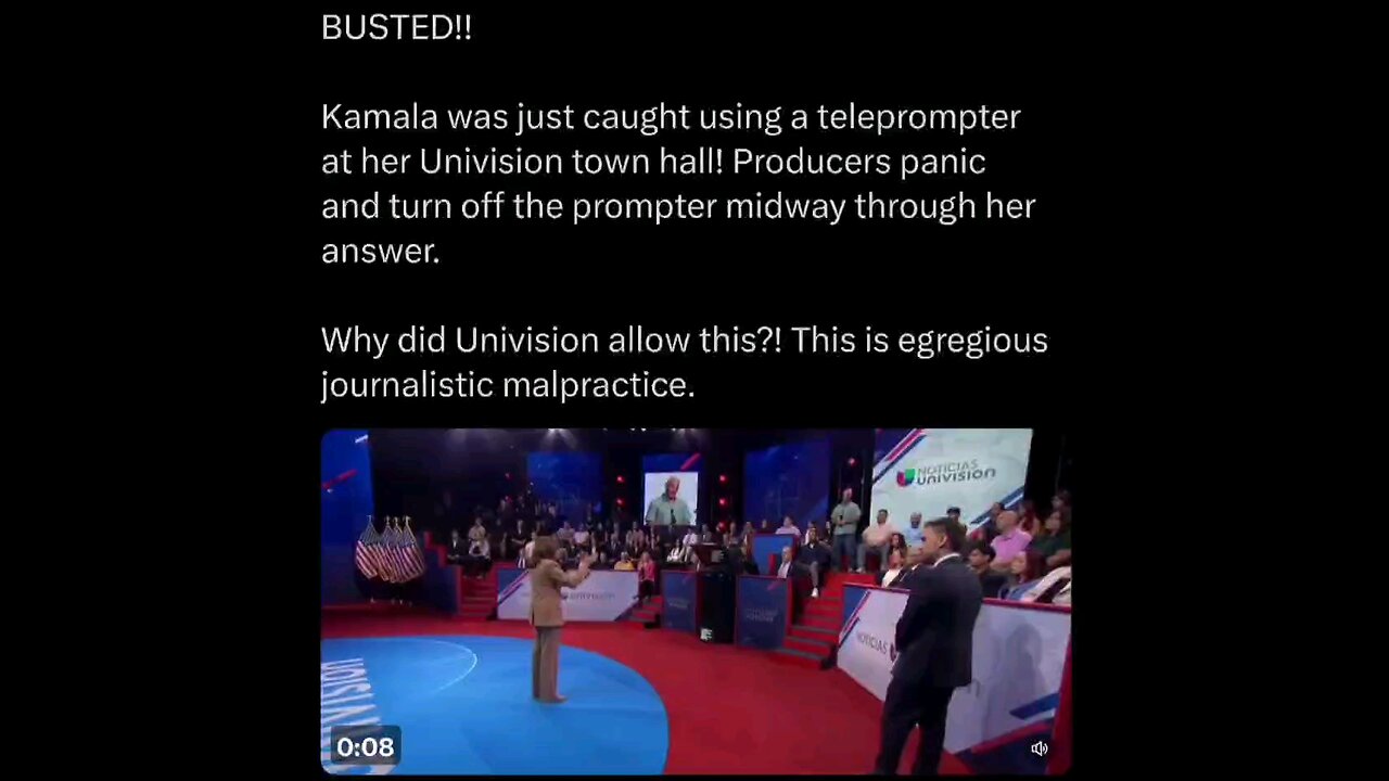 BUSTED!! Kamala caught using a teleprompter at Univision town hall! Producers panic turn it off