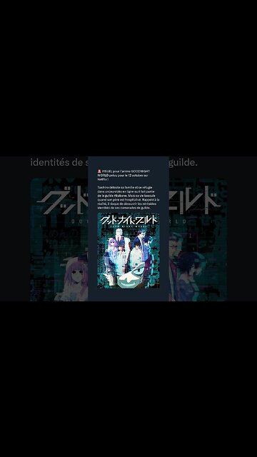 VISUEL pour l’anime GOODNIGHT WORLD prévu pour le 12 octobre sur Netflix !