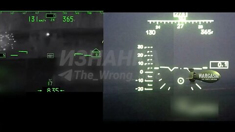 Ka-52 helicopter's H.U.D. view as Whirlwind anti tank missile fired