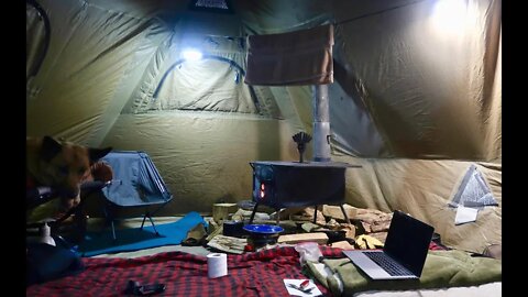 Living Off-Grid in a Tent w/ Wood Stove: 2 Days at Camp, Hot Springs, & Cast Iron Maintenance