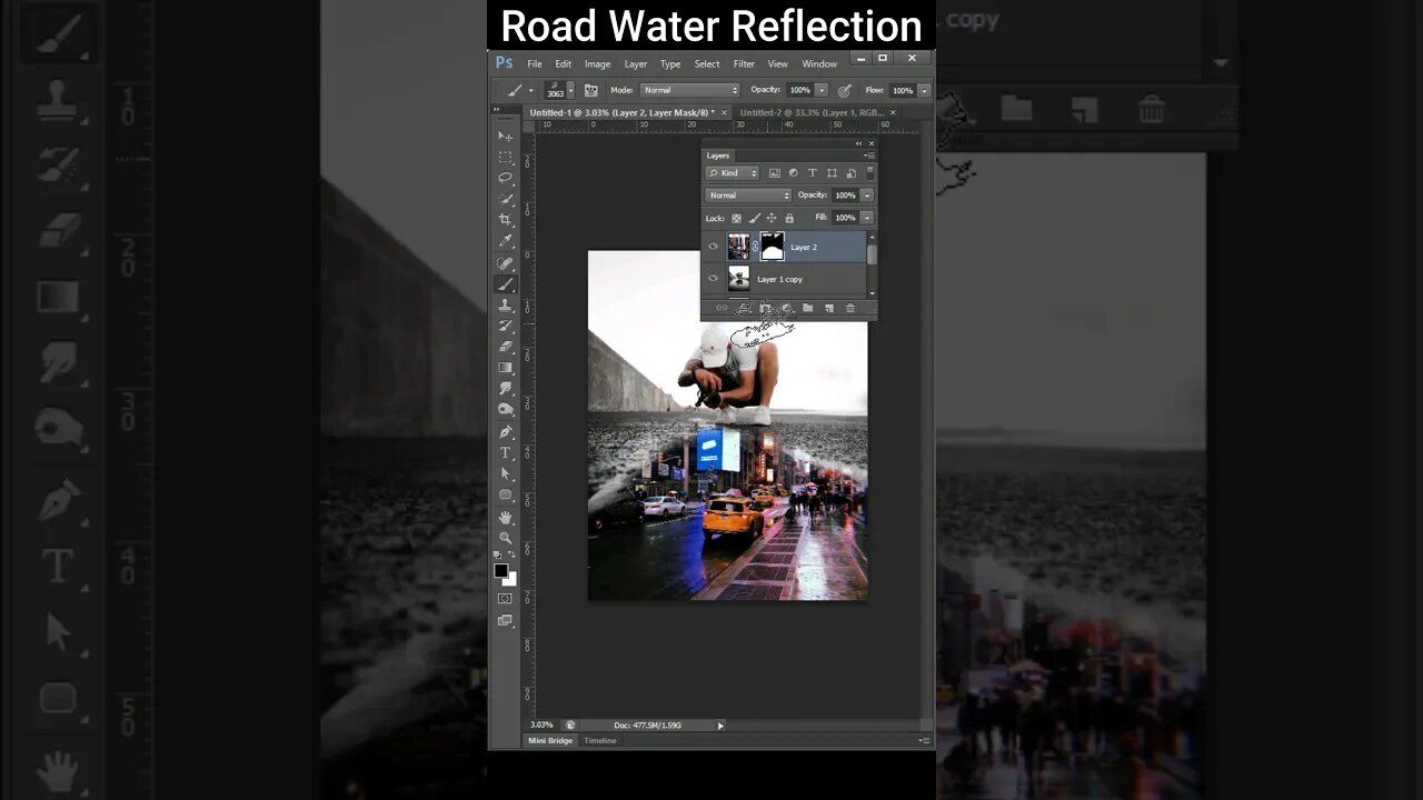 road water 💦 reflection using photoshop -short tutorial #photoshop #shorts