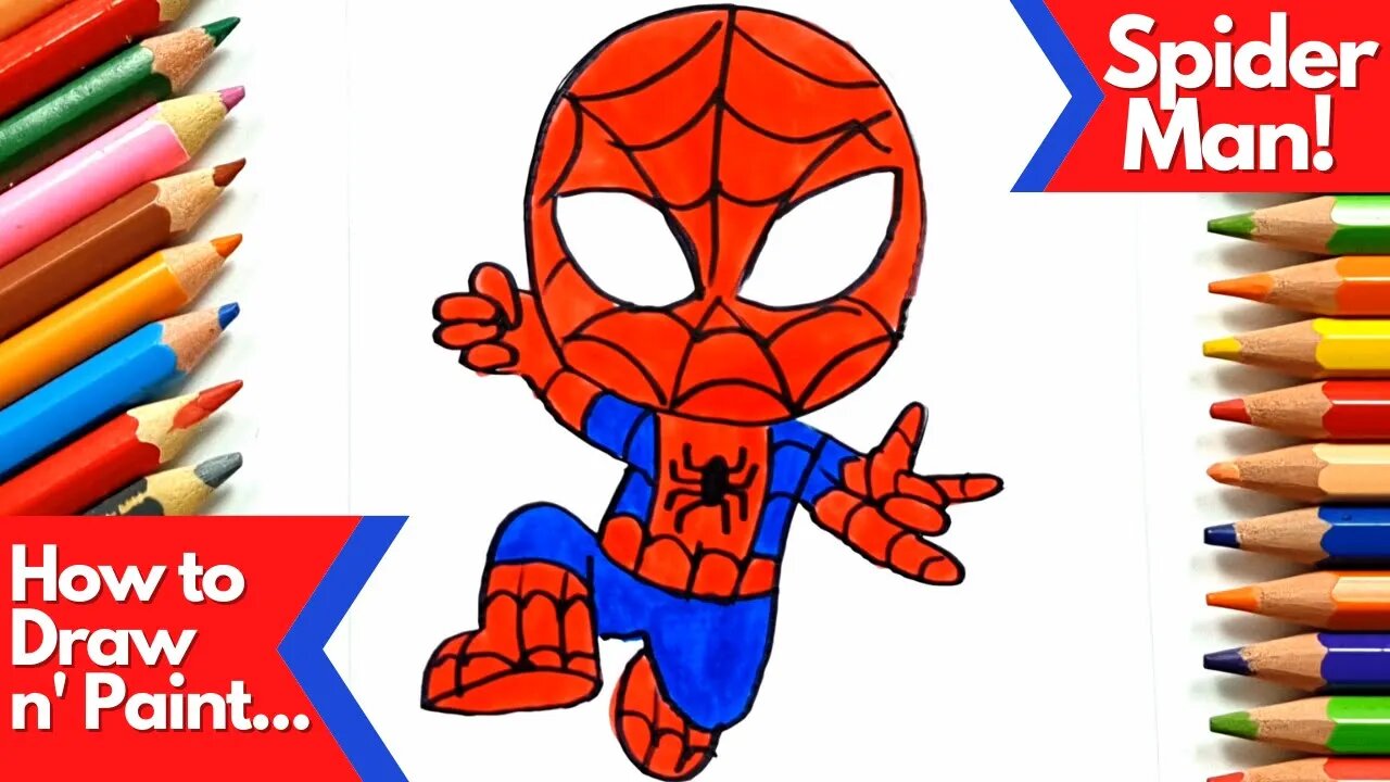 How to Draw and Paint Spiderman Chibi Version