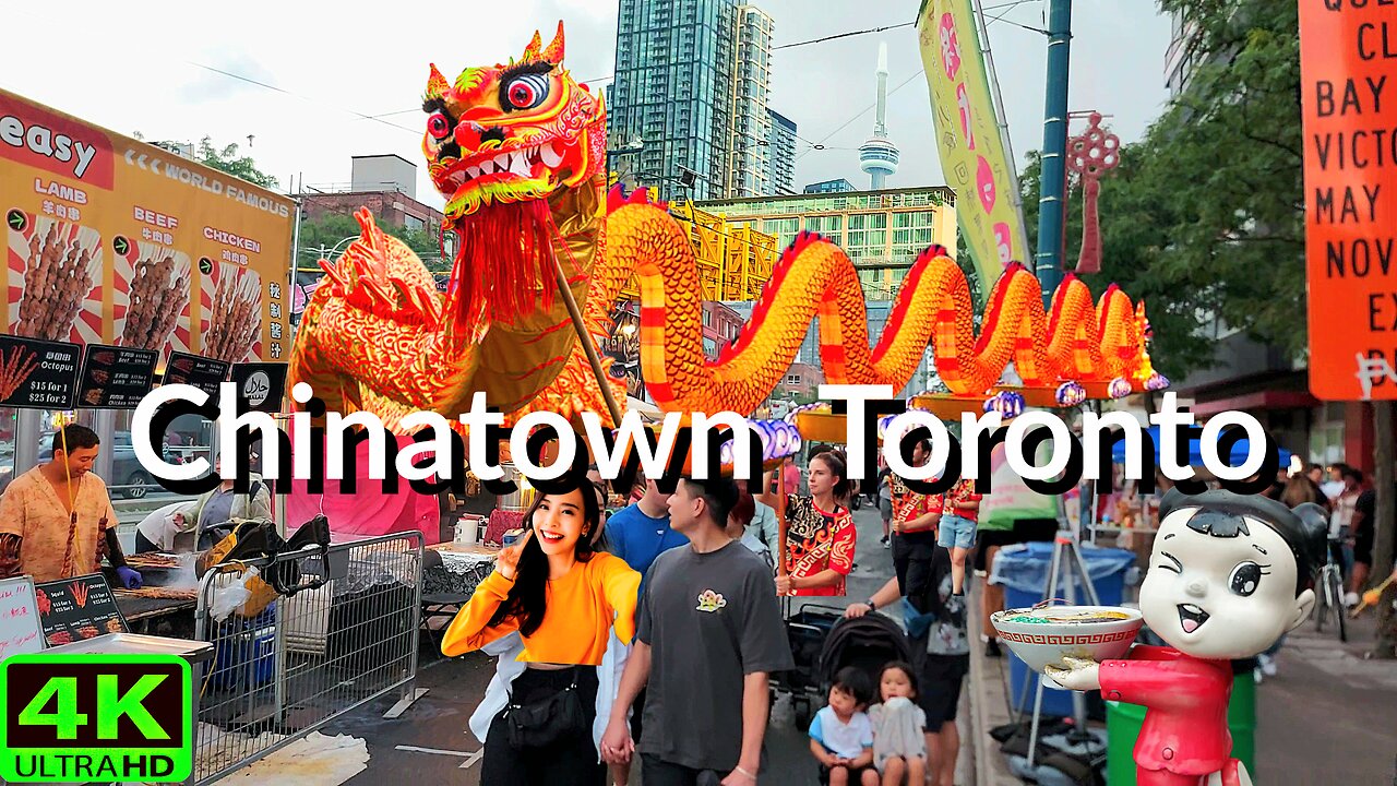 【4K】Chinatown Toronto Dragon 🐉 dance Canada 🇨🇦