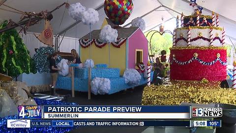 Volunteers getting floats ready for parade