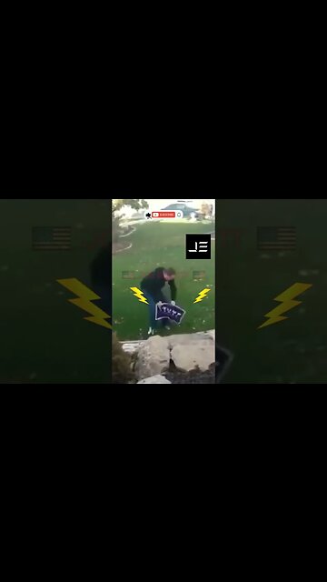 🤣 Woke Dem Get ELECTRICUTED Trying to Stael Trump Sign lol #shorts
