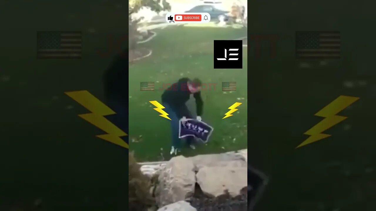 🤣 Woke Dem Get ELECTRICUTED Trying to Stael Trump Sign lol #shorts