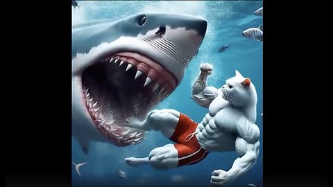 Swole Cat "Mud Whiskers" Vs. Giant Shark!