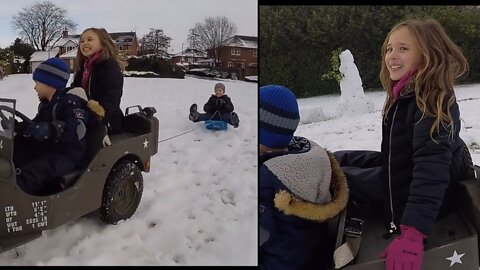 Kids willys jeep in the snow (Amezing video).