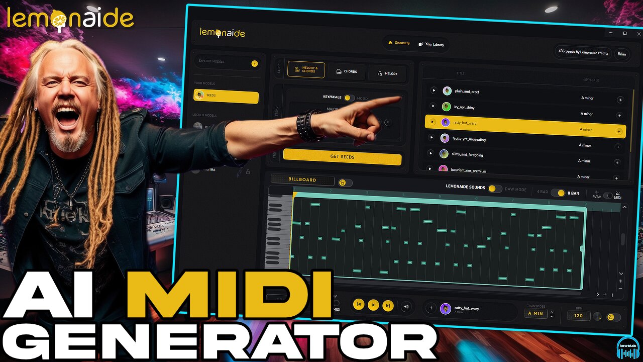 AI MIDI Generator 🍋 Lemonaide (App and Plugin Bridge)