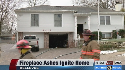 Fireplace ashes ignite home in Bellevue