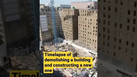 Timelapse of demolishing a building and constructing a new one