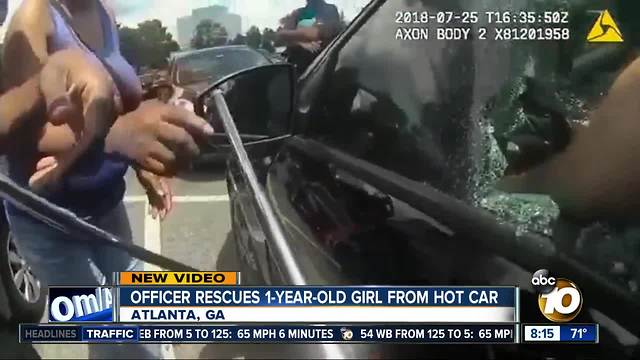 Officer rescues 1-year-old girl from hot car