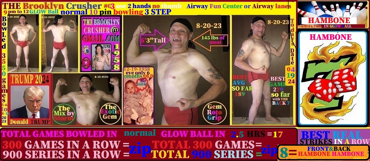 17 games bowled Glow ball two hand Hook ball bowler #07 #218 with the Brooklyn Crusher 04-19-24