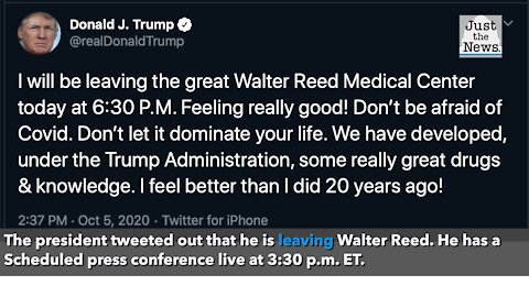 The president says he will be leaving Walter Reed on Monday night