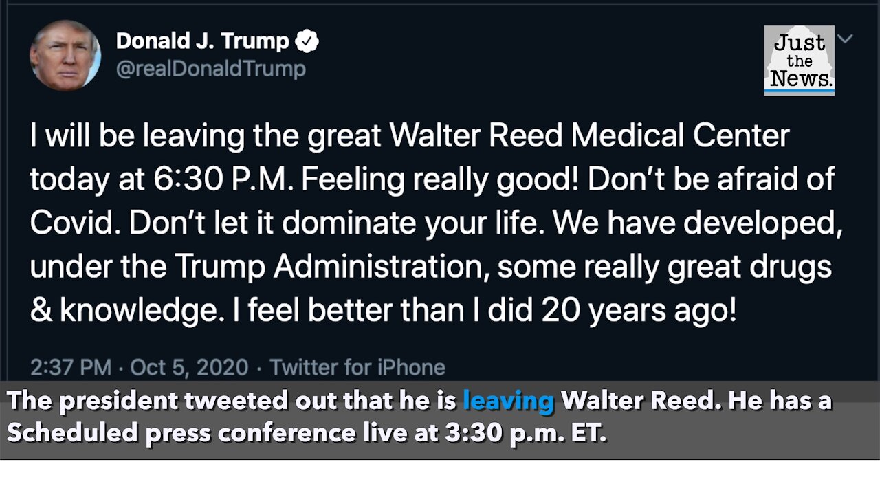 The president says he will be leaving Walter Reed on Monday night