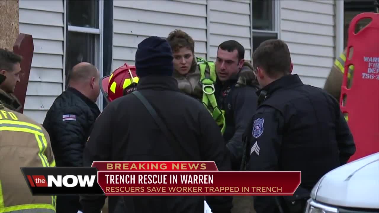 Police & fire crews conduct trench rescue outside of Warren home