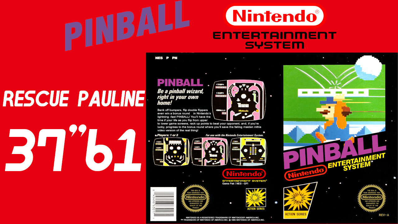 Pinball [NES 1984] Rescue Pauline [37"61] 15th place | Nintendo Entertainment System