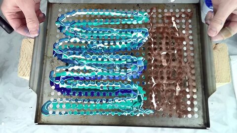 Drip Acrylic Pour - Colander Pour Through a BBQ Grill Plate - Modified Strainer Pour & Beach Pour