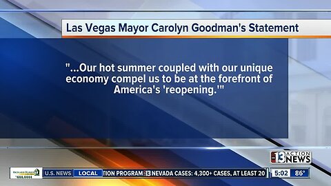 Vegas mayor hopes extreme warmth will kill virus