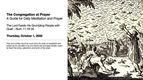The Lord Feeds His Grumbling People with Quail – The Congregation at Prayer for October 1, 2020