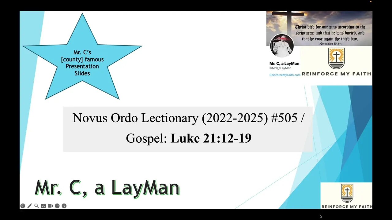 THEO - Novus Ordo Lectionary # 505 / Gospel Reading: Luke 21:12-19