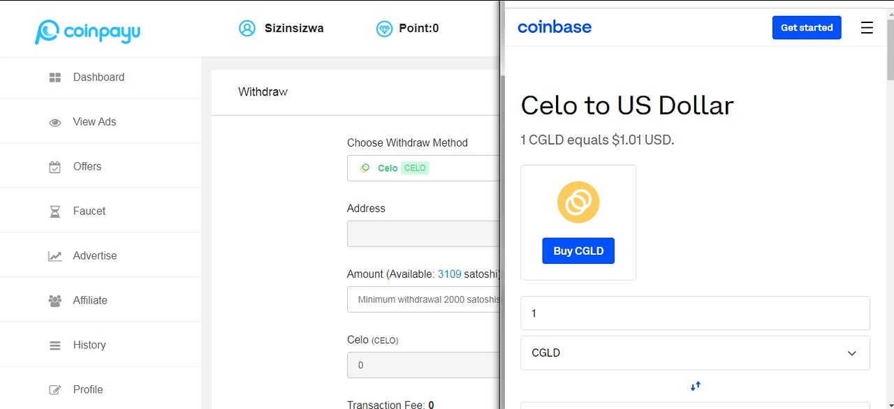 How To Get Free Celo CGLD Cryptocurrency Paid To Click At Coinpayu And Instant Withdraw