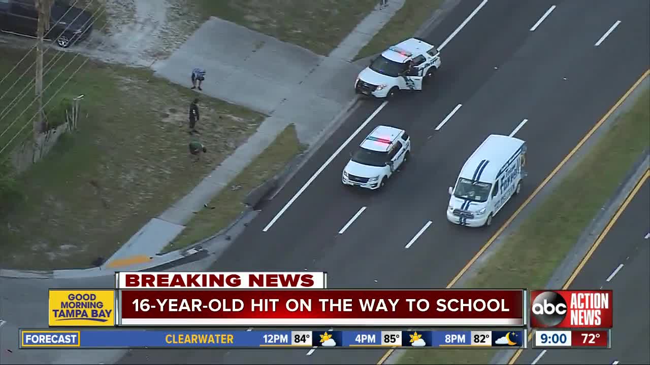 16-year-old boy hit by truck after darting across road while walking to school in Pasco County