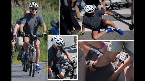 US Prisedent JOE Biden tumbles getting off bike after beach ride