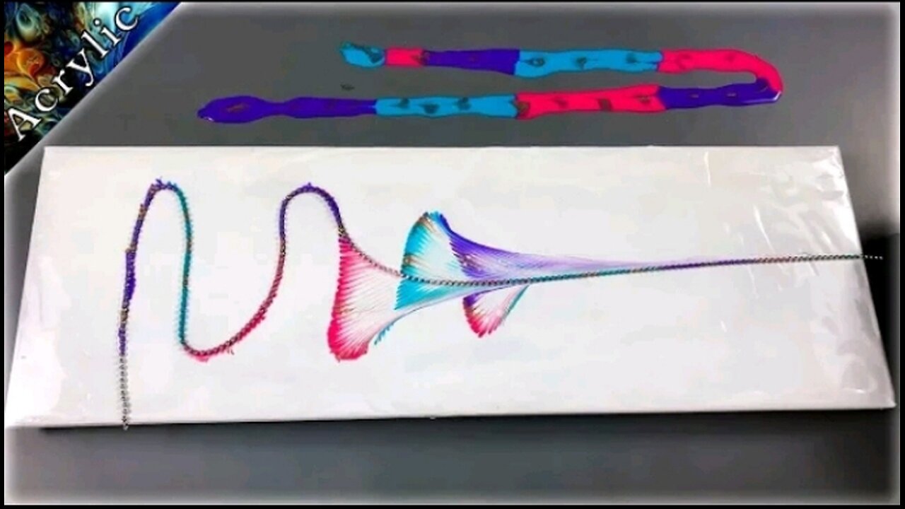 Abstract Floral Art using a String/Chain Pull on a Large Canvas