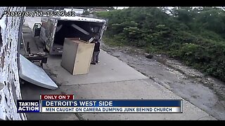 VIDEO: Camera catches men dumping junk behind church