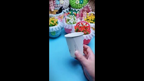 You can make a beautiful flower basket with paper cups and ropes. Have you learned?#DIY #fyp #tiktok