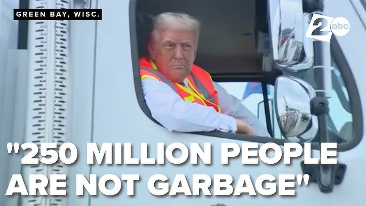 Trump hits Wisconsin in garbage truck 'in honor of Kamala and Joe Biden'