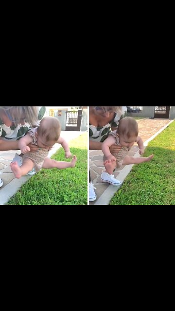 Baby Girl Refuses To Let Her Feet Touch The Grass