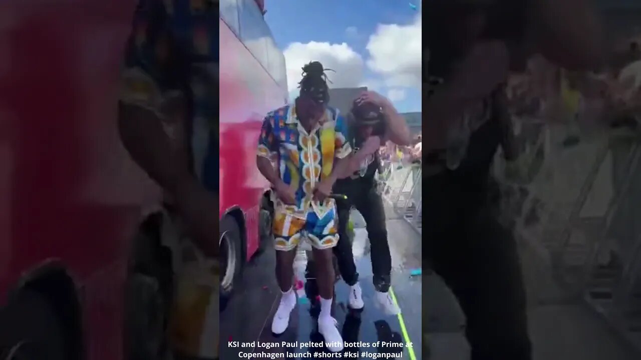 KSI and Logan Paul pelted with bottles of Prime at Copenhagen launch #shorts #ksi #loganpaul