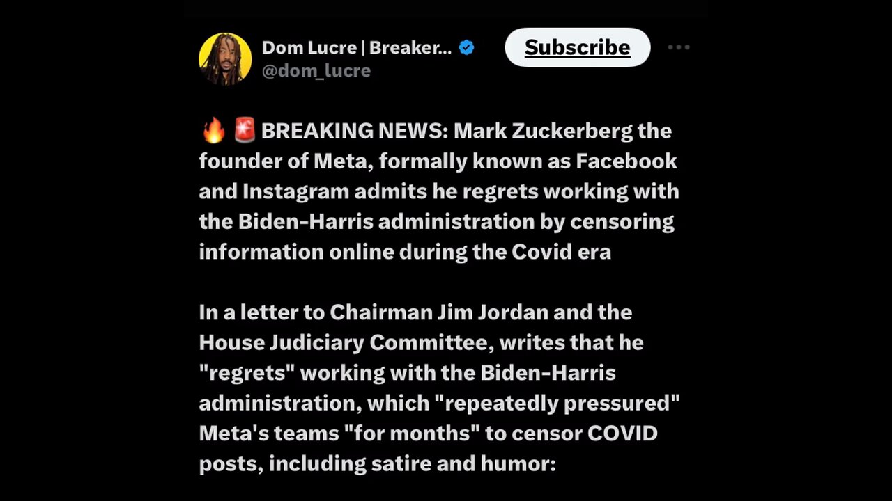 Captioned - Mark Zuckerberg finally admits to regret working with Biden-Harris