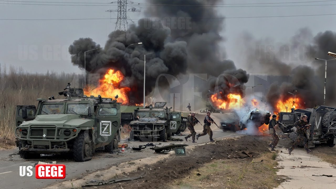 Brutal Moment! Ukrainian Troops Ambush and Destroy Russian Vehicle Convoy While to Avdiivka