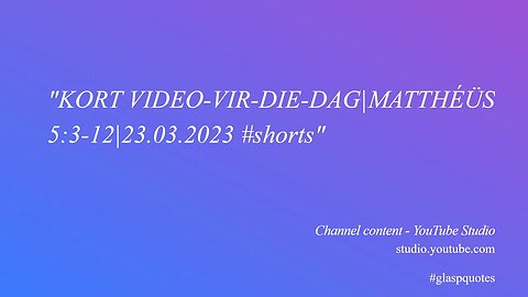 KORT VIDEO-VIR-DIE-DAG|MATTHÉÜS 5:3-12|23.03.2023 #shorts